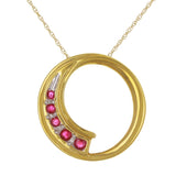 14k Yellow Gold 0.02ctw Ruby & Diamond Circle Pendant Necklace