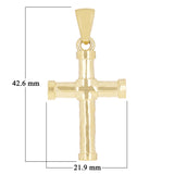 14k Yellow Gold Hammered Cross Religious Charm Pendant 1.6" 12.4 grams