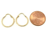 14k Yellow Gold Diamond Cut Round Hoop Earrings 0.7" 1.5mm 0.7 grams