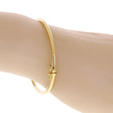 Italian 14k Yellow Gold Hollow Round Tube Bangle Bracelet 7" 2.9mm 3.9 grams