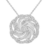 14k White Gold 0.50ctw Diamond Shell Swirl Eternity Circle Pendant Necklace 18"
