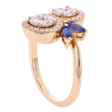 18k Rose Gold 1.20ctw Sapphire & Diamond Swirl Leaf & Vine Vintage Style Ring