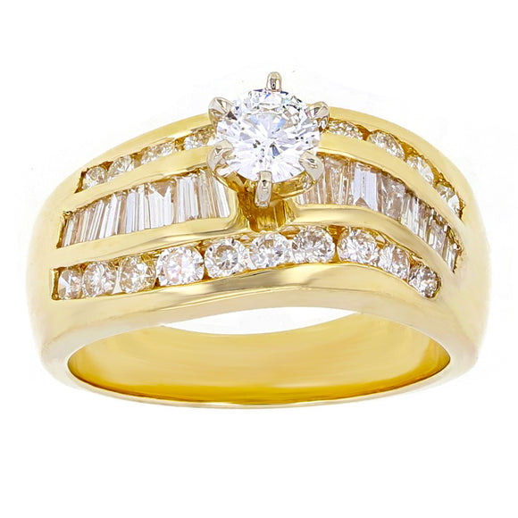 14k Yellow Gold 1.87ctw Diamond Channel Engagement Ring Size 7