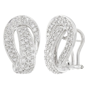 14k White Gold 1.25ctw Diamond Pave Ribbon Swirl Earrings