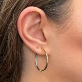 Italian 14k Yellow & White Gold Polished Hollow Large Hoop Earrings 1.2" 1.7gram
