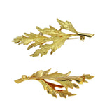 18k Yellow Gold Natural Diamond Leaf Pin Brooch 7.3 grams
