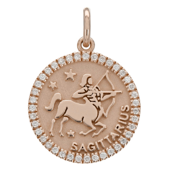 14k Rose Gold  Diamond Zodiac Sign Sagittarius Pendant