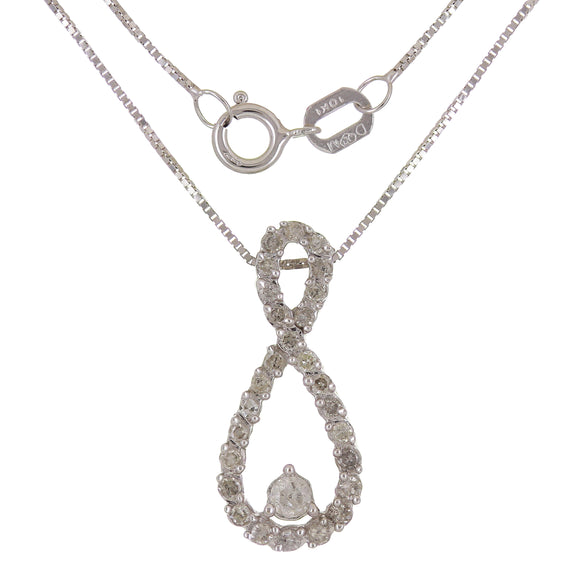 10k White Gold 0.25ctw Diamond Infinity Symbol Pendant Necklace 18