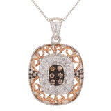 14k White & Rose Gold 0.30ctw Champagne & White Diamond Vintage Pendant Necklace