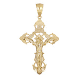 14k Yellow Gold INRI Christ Passion Cross Crucifix Pendant 3" 11 grams
