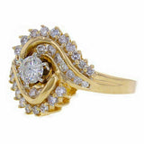 14k Yellow Gold 0.85ct-0.35ctw Round Cut Center Diamond Cocktail Bridal Ring Sz7