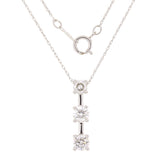 14k White Gold 1ctw Diamond Three-Stone Past, Present, & Future Pendant Necklace