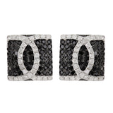 14k White Gold 0.50ctw Black &White Diamond Interlocking Square Earrings