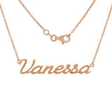 14k Rose Gold Personalized Script Name Plate Pendant Necklace Adj.16-20" Chain