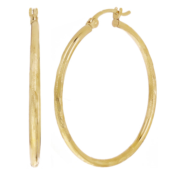 14k Yellow Gold Hollow Hoop Loop Round Earrings 1.37