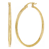 14k Yellow Gold Hollow Hoop Loop Round Earrings 1.37" 2mm 2.1 grams