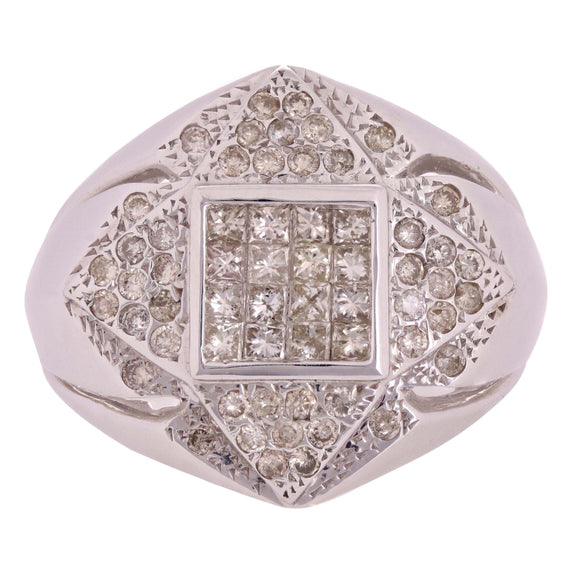 14k White Gold 1.17ctw Diamond Geometric Pinwheel Wedding Band Size 10