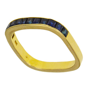 14k Yellow Gold 1.56ctw Sapphire Channel Geometric Square Band Ring