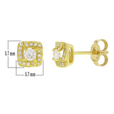 14k Yellow Gold 0.25ctw Diamond Solitaire Square Frame Stud Earrings