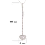 14k White Gold 0.26ctw Diamond Pave Flexible Heart Beat Drop Pendant Necklace