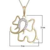 10k Yellow Gold Diamond Studded Elephant Pendant Necklace 18"