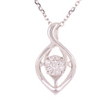 14k White Gold 0.15ctw Heartbeat Diamonds in Rhythm Pear Pendant Necklace 18"