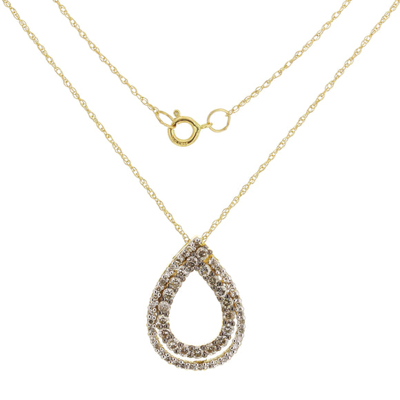 14k Yellow Gold 0.52ctw Diamond Pave Pear Floating Pendant Necklace