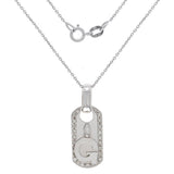 14k White Gold 1/4ctw Diamond Masonic G Dog Tag Pendant Necklace