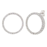 14k White Gold 1ctw Diamond Eternity Circle Drop Earrings