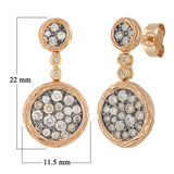 10k Rose Gold 0.80ctw Champagne Diamond Double Circle Drop Earrings