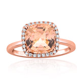 14k Rose Gold 2.35ctw Morganite & Diamond Vintage Style Halo Ring Size 6.75