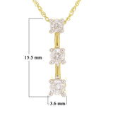 14k Yellow Gold 0.50ctw Diamond Three-Stone Bar Pendant Necklace 18"