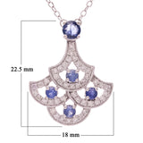 14k White Gold 0.33ctw Sapphire & Diamond Chandelier Drop Pendant Necklace 18"