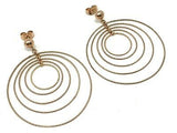Italian 14k Rose Gold Round Drop Dangle Earrings 2" 3.8 grams