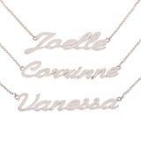 14k White Gold Personalized Script Name Plate Pendant Necklace Adj.16-20" Chain