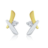 10k Rose & White Gold 0.15ctw Diamond Modern XO Hugs & Kisses Stud Earrings
