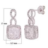 14k White Gold 0.75ctw Diamond Square Ribbon Dangle Earrings