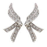 14k White Gold 1.04ctw Diamond Flowing Ribbon Earrings