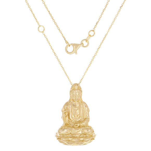 14k Yellow Gold Sitting Buddha Necklace 18