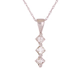 14k White Gold 0.25ctw Diamond Princess 3-Stone Linear Pendant Necklace
