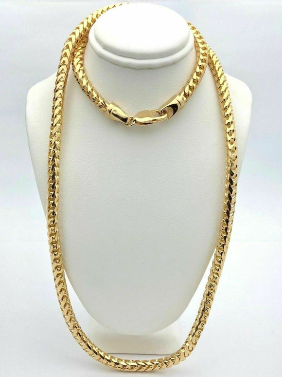 Men's 14k Yellow Gold Solid Franco Chain Necklace 30