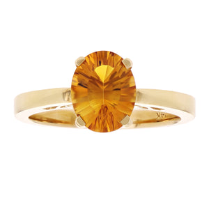 14k Yellow Gold Citrine Solitaire Engagement Promise Ring Size 6.75