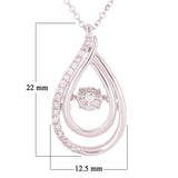 14k White Gold 0.25ctw Heartbeat Diamonds in Rhythm Swirl Drop Pendant Necklace
