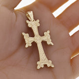 14k Yellow Gold Crucifix Christian Cross Pendant Religious Charm 26mm 15.9 grams