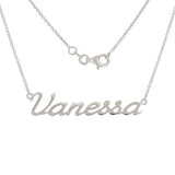 14k White Gold Personalized Script Name Plate Pendant Necklace Adj.16-20" Chain