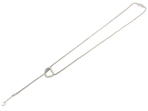 18k White Gold Diamond Heart Charm Pendant Necklace Adjustable 18" -20" 9.6g