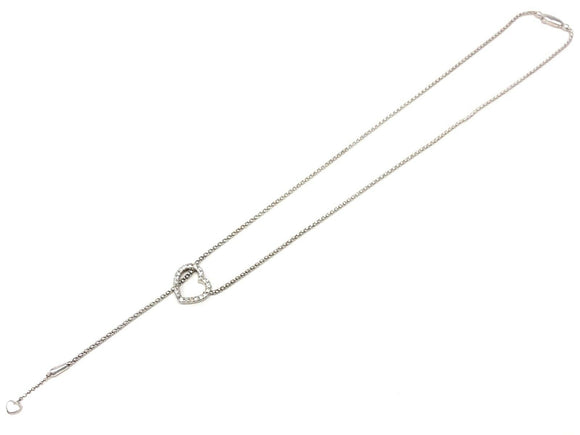 18k White Gold Diamond Heart Charm Pendant Necklace Adjustable 18
