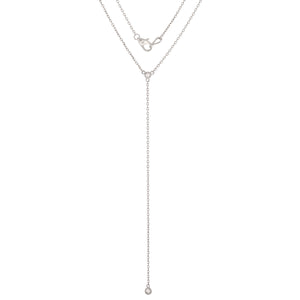 14k White Gold 0.18ctw Diamond 2-Stone Bright Polished Modern Y-Necklace 17"