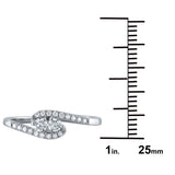 14k White Gold 0.25ctw Diamond 2-Stone Promise Bypass Swirl Stackable Ring