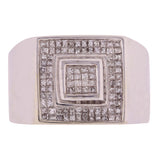 Men's 14k White Gold 2ctw Diamond Double Square Frame Ring Size 10.5